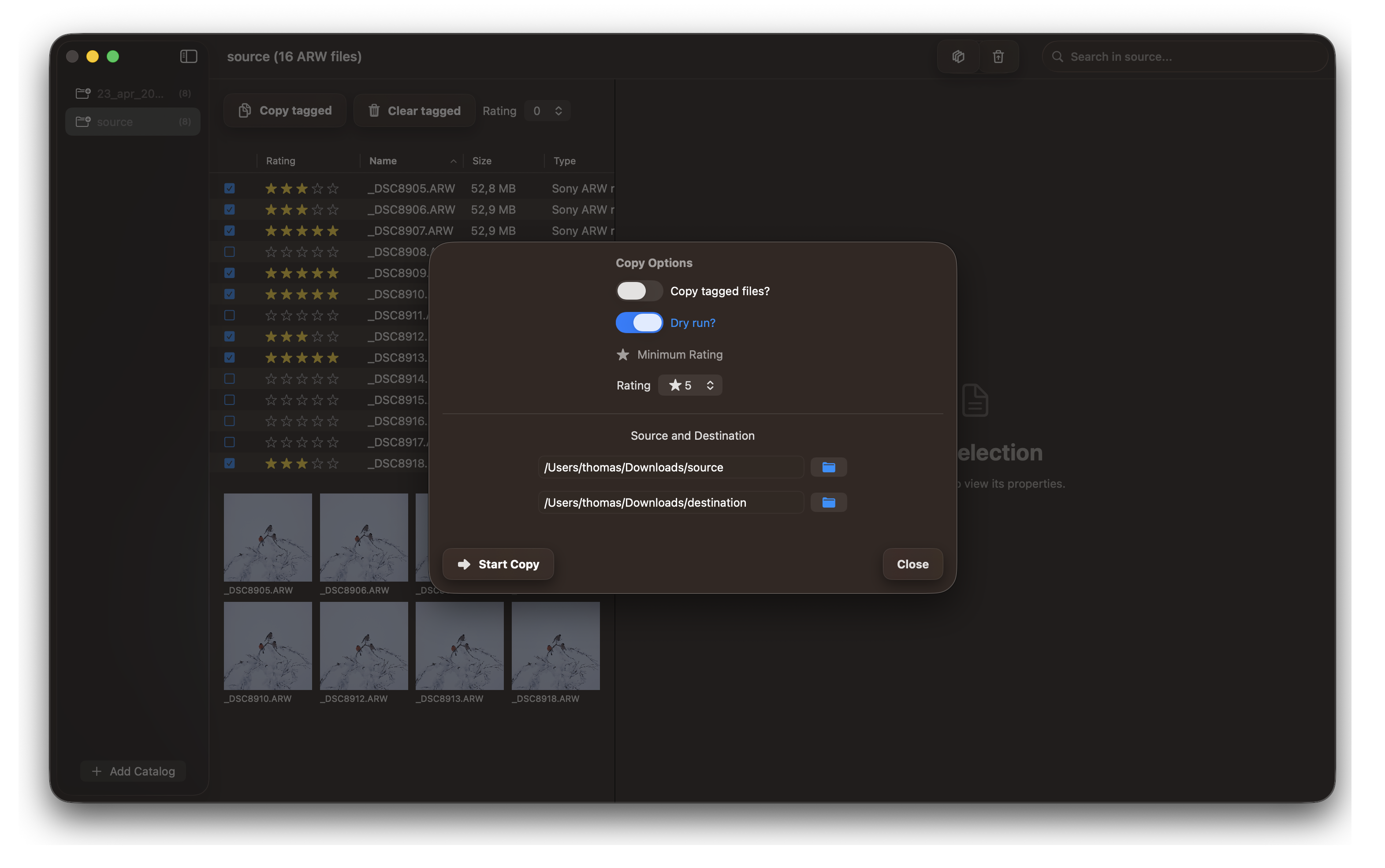 Filtering photos by rating