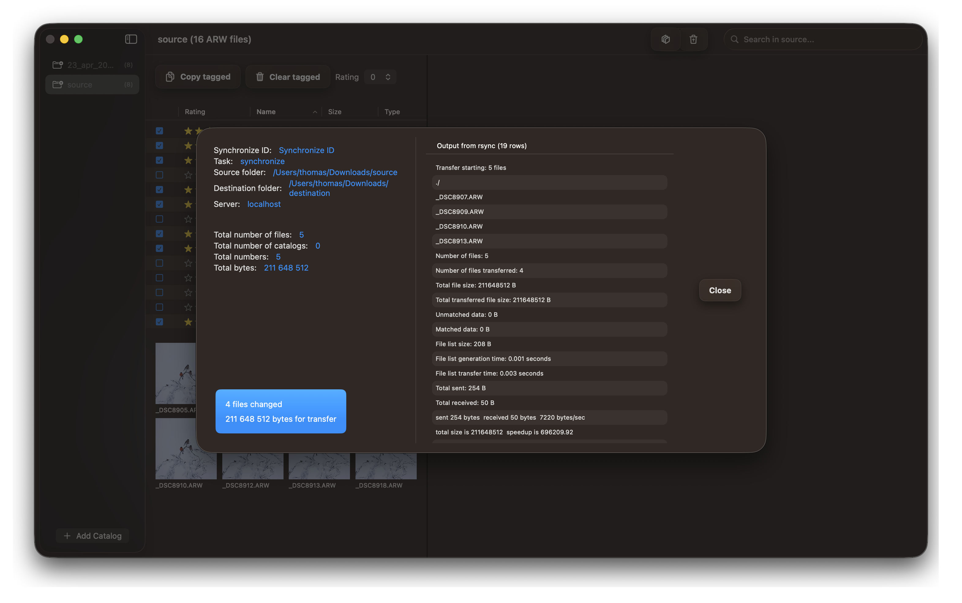 Copying rated photos to final destination