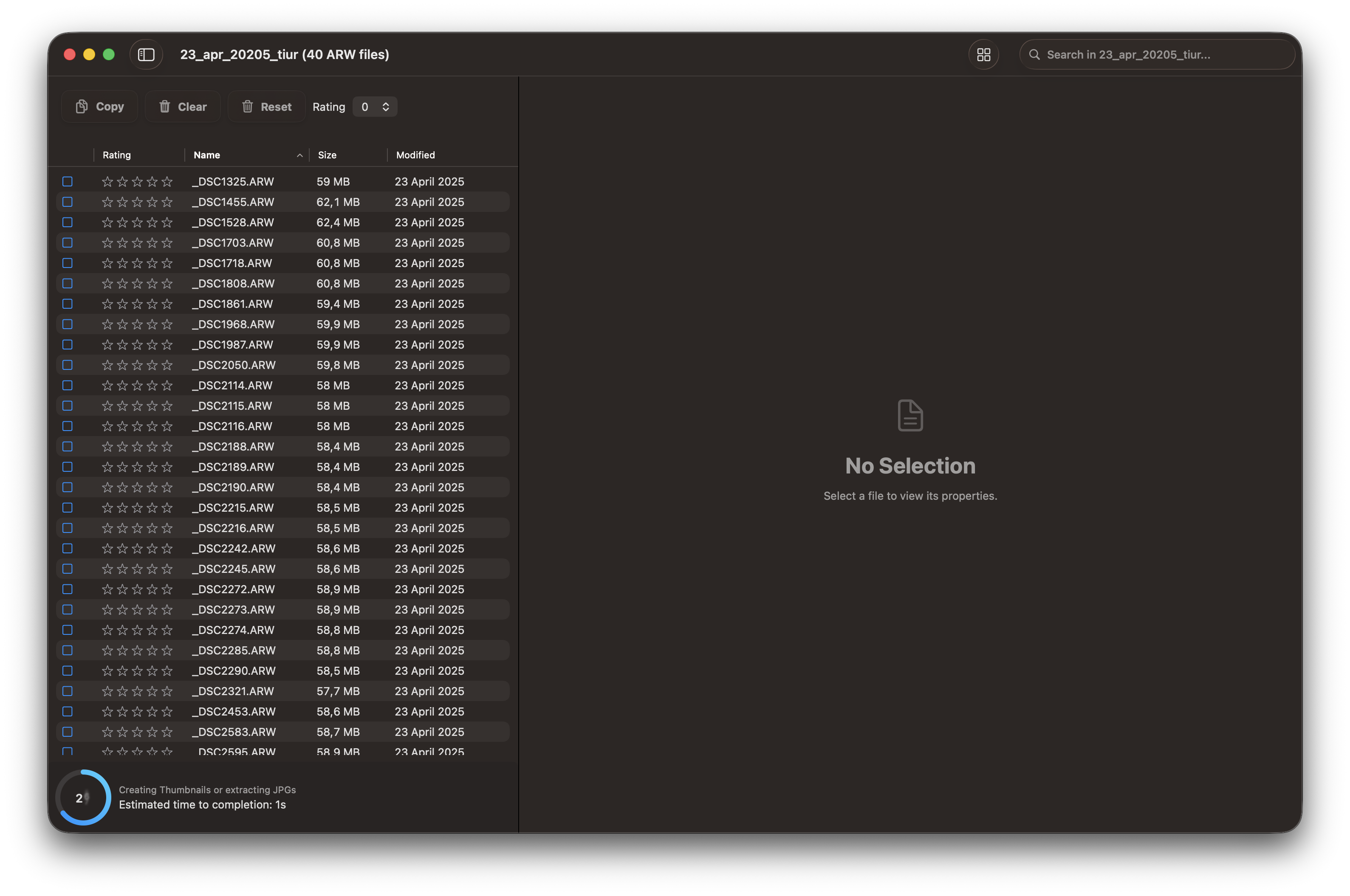 RawCull scanning photo library