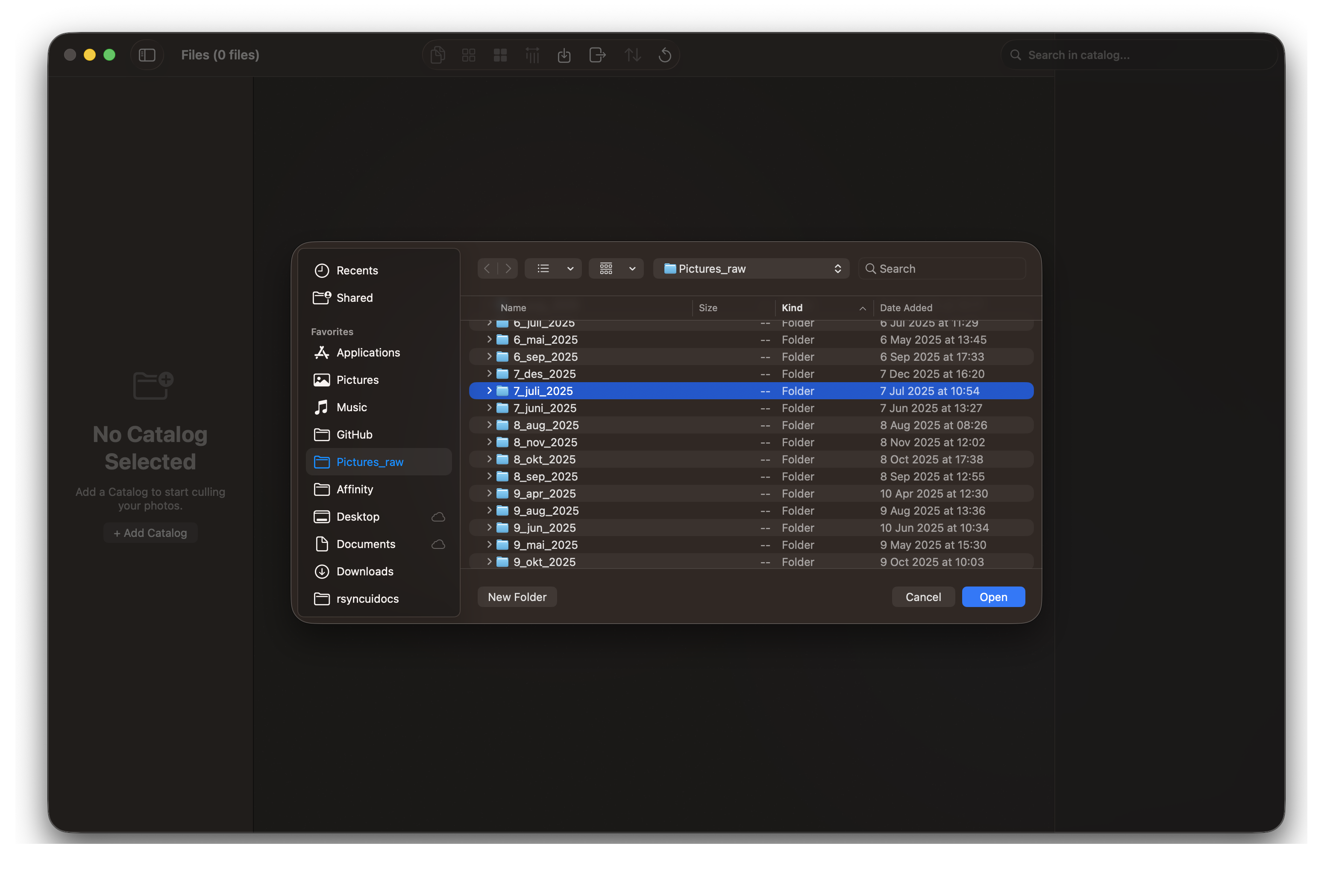 RawCull scanning photo library