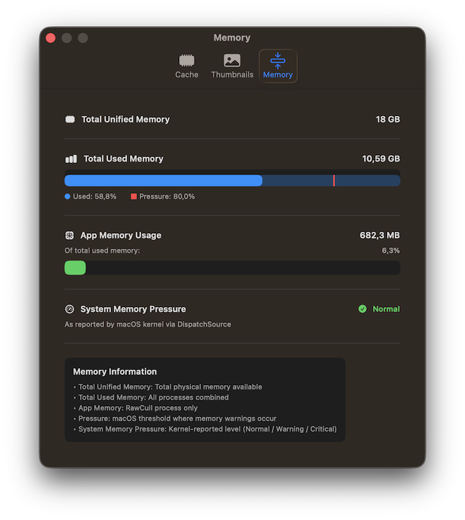 RawCull startup screen